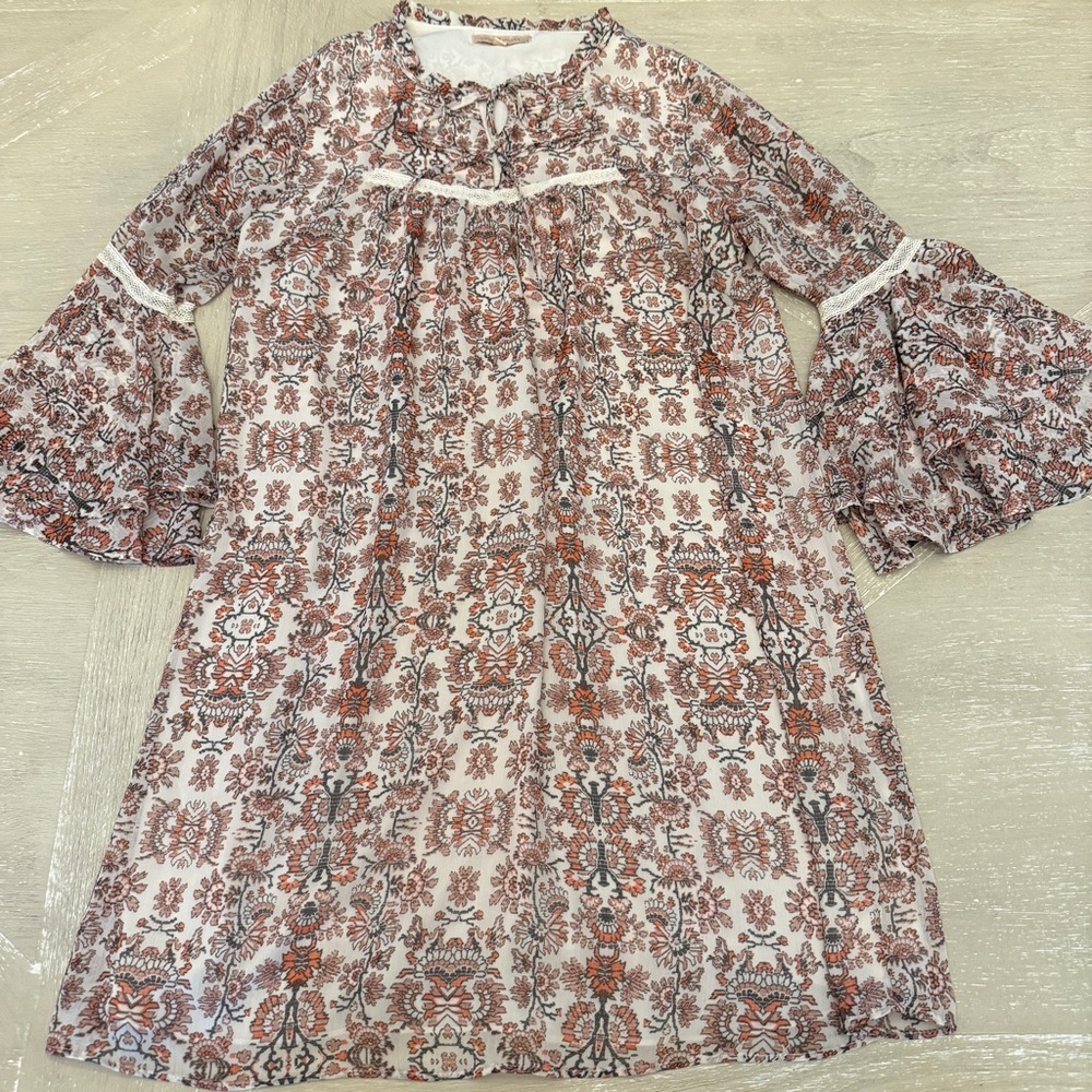 Gibson Latimer Floral Bohemian Dress with bell sleeves